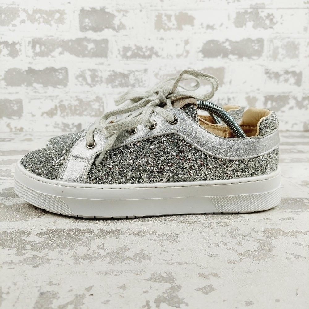 New Yosi Samra White Glitter Athletic Sneakers B167